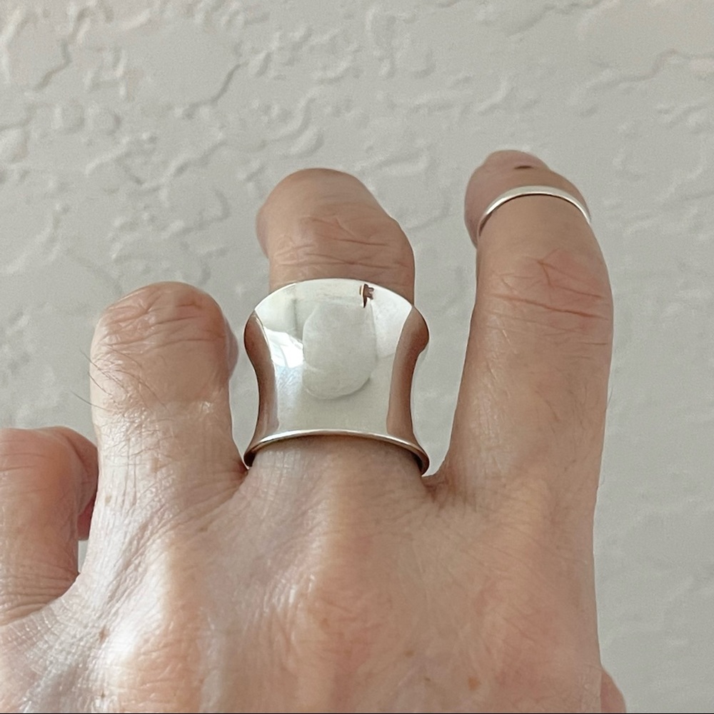 Sterling Silver Concave Ring, Boho Ring, Silver R… - image 8